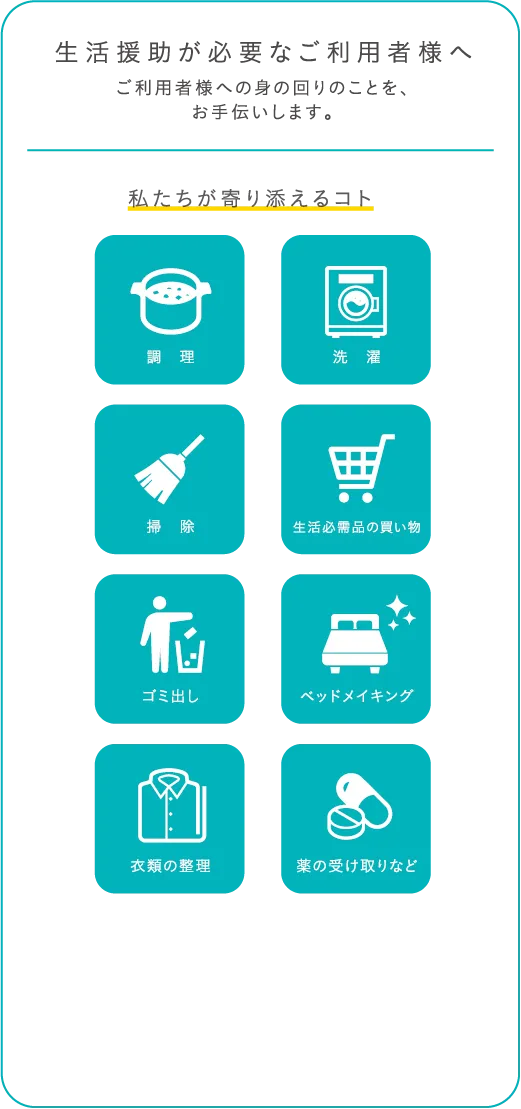 要介護者様の状態に合わせたサポート体制